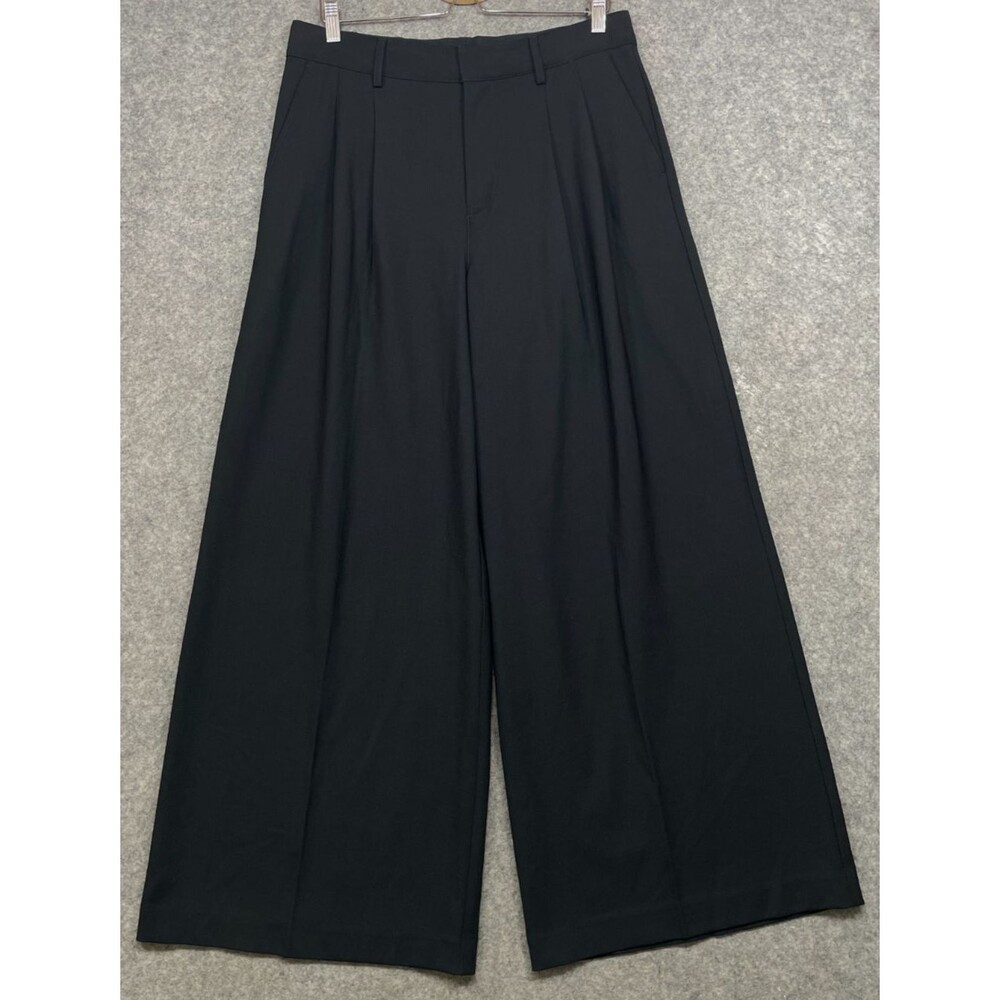 Madewell Harlow Superwide-Leg Trouser Womens 6 Black Wide Pants Brushed Twill